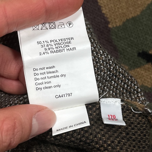 AAPE A Bathing Ape Green Camo Big Logo Knit Rabbit Hair Sweater Mens Small - Picture 10 of 11